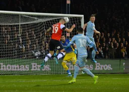 James Collins gets on the end of the cross to nod in an equaliser