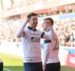 Harry Cornick celebrates his fine goal to open up the scoring