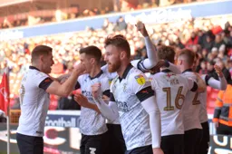 The team celebrates Harry Cornick's opener