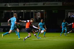 The Hatters straight on the attack after conceding an equaliser. Harry Cornick whips in the ball that will lead to the winning goal