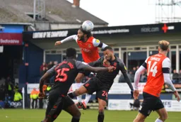 Heads up! Izzy Brown wins his aerial battle against Jordan Cousins
