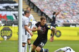 James Collins wheels away after putting the Hatters ahead