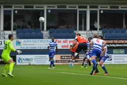 James Collins flashes a header goalwards
