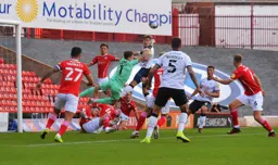 James Collins gives the Barnsley defence a worrying moment