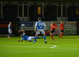 Kiernan Dewsbury-Hall tries his luck with a long range shot