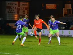 Harry Cornick brings the ball under control