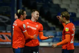 James Bree has just opened the scoring. Harry Cornick and Kiernan Dewsbury-Hall offer their congratulations