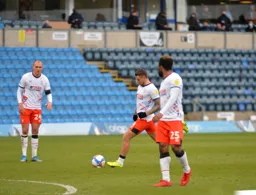 George Moncur takes the freekick which resulted in Town`s first goal