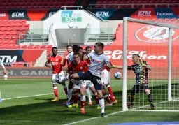 James Collins pulls one goal back from a tight angle