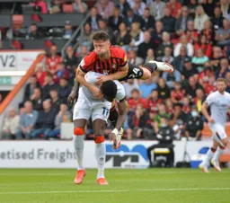 Gary Cahill getting a little too tight to Elijah Adebayo