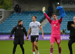 The two vital players in the game Harry Cornick with two goals and Simon Sluga with a penalty save