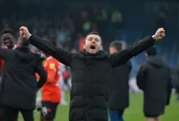 Nathan Jones celebrates what was a vital victory for Luton Town