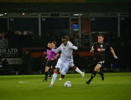 Admiral Muskwe challenging for the ball