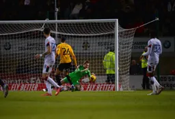 Jed Steer makes a save