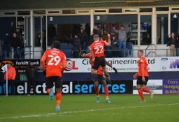 Allan Campbell celebrating his long range goal