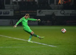 Harry Isted with a big kick upfield