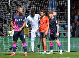 Harry Cornick marking Brice Samba while waiting for a corner