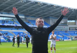 Nathan Jones thanks the travelling fans