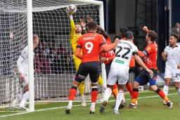 Andy Fisher makes a one handed save save to deny the Town a goal