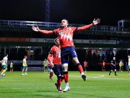 Carlton Morris celebrates scoring the games only goal