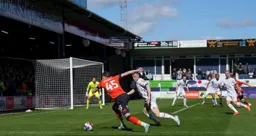 Alfie Doughty makes a rush towards the byeline