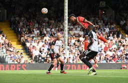 Jacob Brown sees his header hit the bar