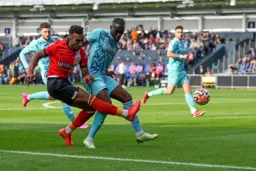 Jacob Brown crosses into the box