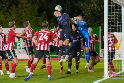 Mads Andersen cannot make contact in front of goal