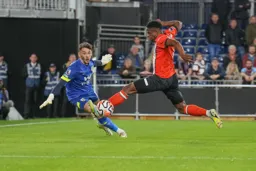 Chiedozie Ogbene cannot direct the ball on target