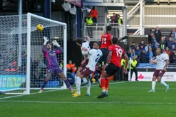 The ball is on its way into the net