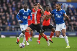 Ross Barkley gets past Everton’s Calvert-Lewin