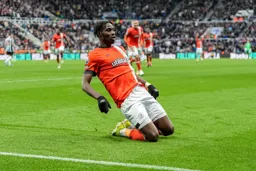 Elijah Adebayo on a celebration slide