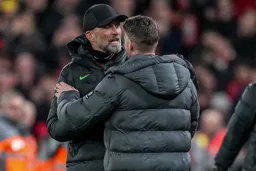 Rob has a word with Jurgen Klopp at the end of the match