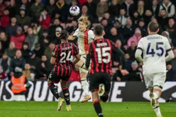 Daiki Haskioka gets in a strong header