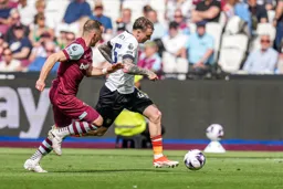 Alfie Doughty outpaces the West Ham defender