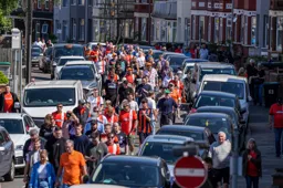 Fans streaming up Hazelbury Crescent