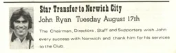 John Ryan Transfer Report Programme Article 1976
