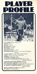 Ricky Hill Profile Programme Article 1977