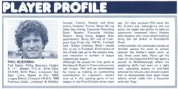 Phil Boersma Player Profile Programme Article 1977