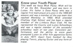 Davids Son Mick Youth Profile Programme Article 1977