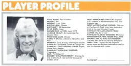Paul Futcher Player Profile Programme Article 1977