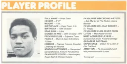 Brian Stein Player Profile Programme Article 1977
