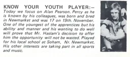 Andy Pearson Youth Player Profile Programme Article 1977