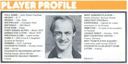 John Faulkner Player Profile Programme Article 1978