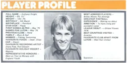 Tony Knight Player Profile Programme Article 1978