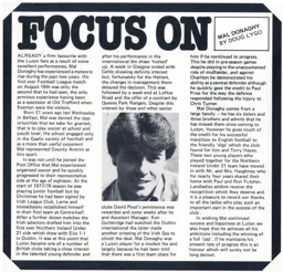 Mal Donaghy Focus On Programme Article 1978