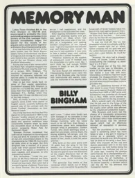 Billy Bingham Memory Man Programme Article 1972