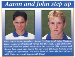 Aaron Skelton and John Hartson Sign Professional Forms. 1993.