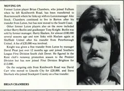 Brian Chambers Departs Programme Article 1979