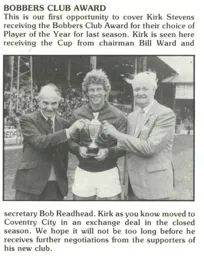 Kirk Stephens Receives Bobbers Player Of The Year Trophy